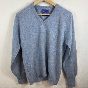 VTG Pendleton‎ Men’s Large 100% Virgin Lambs V Neck Sweater Blue